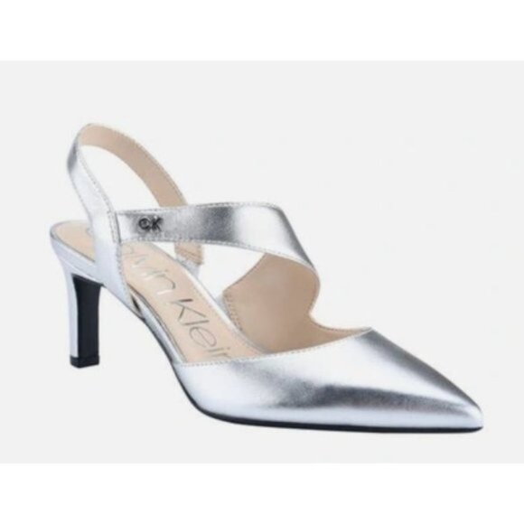 Calvin Klein Larin Pumps in Silver Leather - Picture 1 of 9